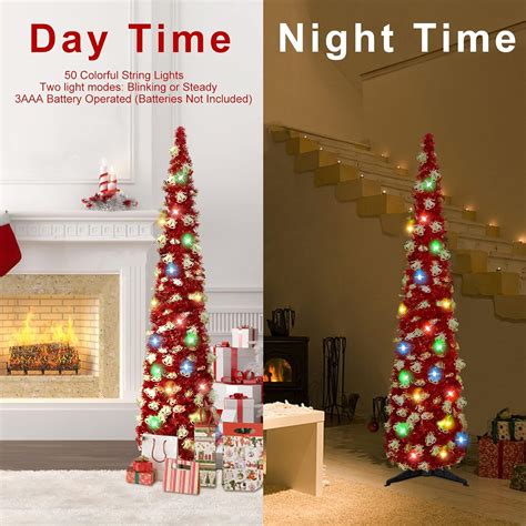 Buy 5 FT Pencil Christmas Tree with Lights, Collapsible Artificial ...