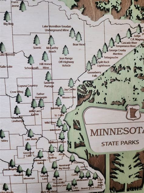 Minnesota State Park Travel Map, MN State Park Tracker Map, Travel Tra ...