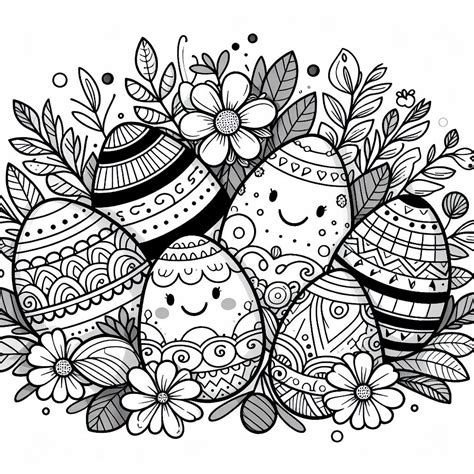 Happy Easter Eggs 🐣🌈 Coloring Page