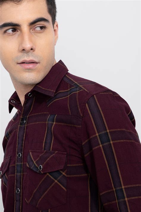 Buy Men's Ronin Maroon Corduroy Shirt Online | SNITCH