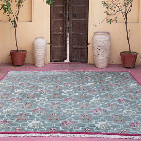 Surmaya Hand Knotted Woollen and Cotton Rug | Amer Rugs | Rajasthani ...