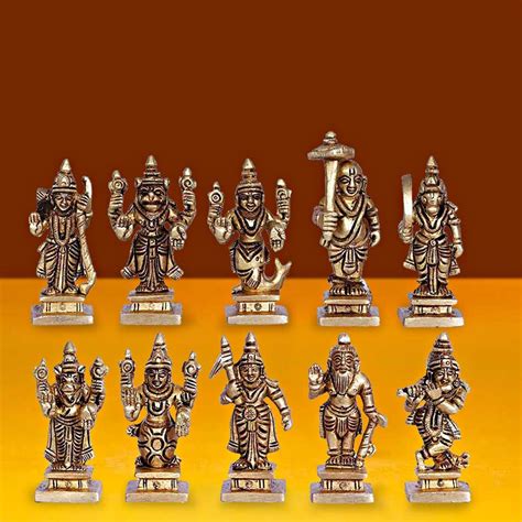 Artvarko Brass Dashavtar Lord Vishnu Ten Incarnations Avatar Set ...