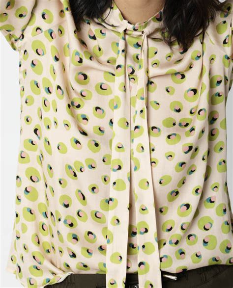 Buy Dewd - Peach Abstract Polka Tie-Up Satin Top| Rareism