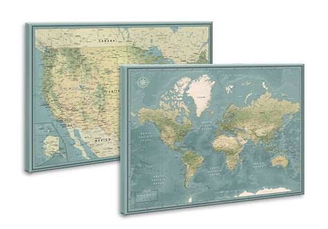 Pin Adventure map World & US Wall Maps Set - 24x32 inches - Designed ...