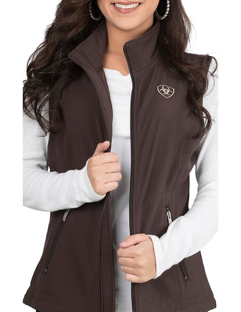 Ariat Women's Brown with Cream Logos Sleeveless Soft Shell Vest ...