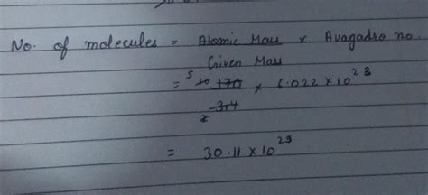 Calculate the number of molecules present in 3.4g of Ammonia. [Given ...