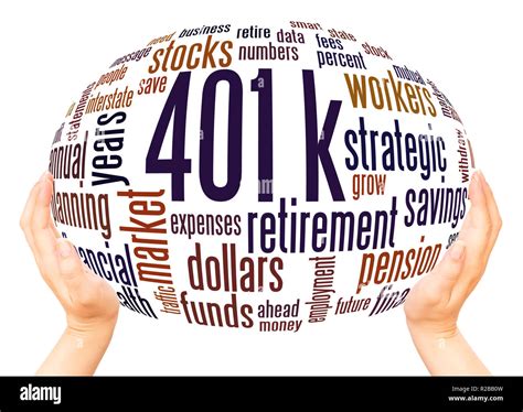 401k, word cloud hand sphere concept on white background. 401k ...