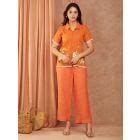 Maroon Hand Embroidered Cotton Slub Co-ord Set- Set of 2