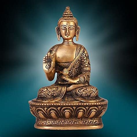 ARTVARKO Buddha Statue Blessing Brass with Multicolor Stone Handwork ...