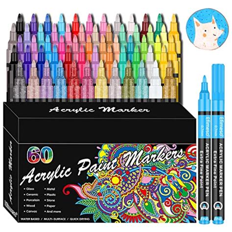 Acrylic Paint Pens, 60 Colors Acrylic Paint Marker, 0.7mm Extra Fine ...