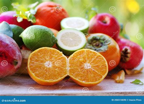 Mangoes, Limes and Sliced Citric Fruits Stock Photo - Image of berry ...