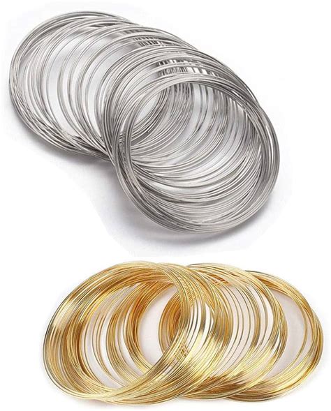 Beadsnfashion 200 Loops Bracelet Memory Wire Combo (Gold & Silver) 0 ...