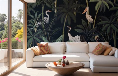 Tropical Birds In Night Sky Wallpaper Murals in India | Giffywalls
