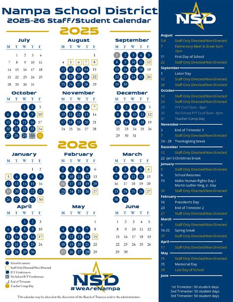 Nampa School District Calendar 2025-2026 | Holidays - New School Calendar