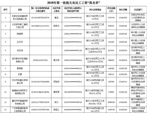 人社部公布第一批农民工欠薪“黑名单”