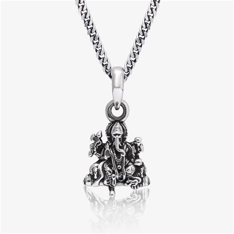 Ganesh Pendant Silver Pure 925 Silver Oxidised Prince Design