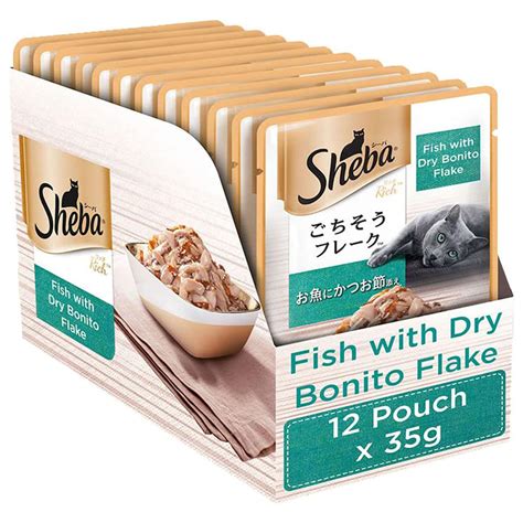 Buy Sheba Fish With Dry Bonito Flake Wet Food for Cat, 420 gm (35 gm x ...