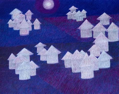 "Kumbh": Blue Violet Pen Drawing (29x35) by Shardool Mishra – ArtZolo.com