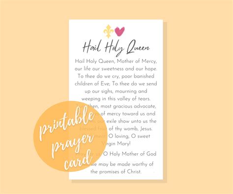 Hail Holy Queen Printable Prayer Card Salve Regina Virgin - Etsy Hong Kong
