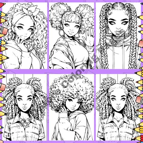 Black Anime Girls Coloring Book, Black Woman, Anime Girls, Coloring ...