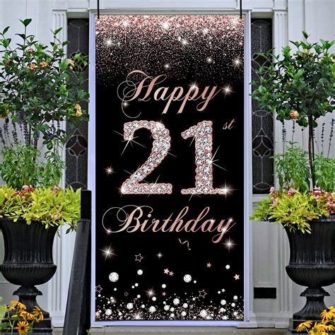 Amazon.com: HTDZZI 21st Birthday Decorations for Her Him - Happy 21st ...