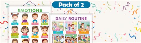 Set of 2 EMOTIONS and DAILY ROUTINE Early Learning Educational Charts ...