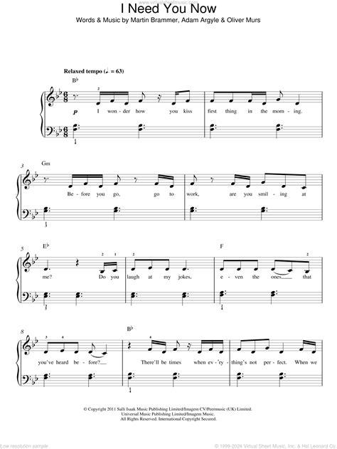 I Need You Now | Sheet Music Stores