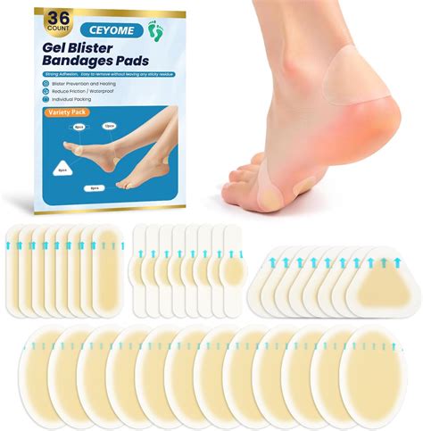 Amazon.com: Hydrocolloid Bandages Blister Bandages for Feet - 36 ct Water Resistant Gel Blister ...