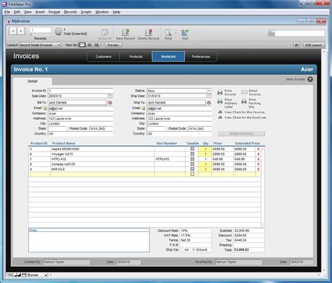 Image result for FileMaker Invoice