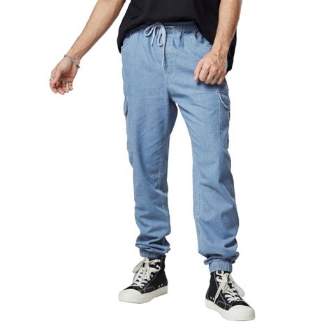 Buy The Souled Store Original Solids Azure Blue Men Cotton Cargo ...