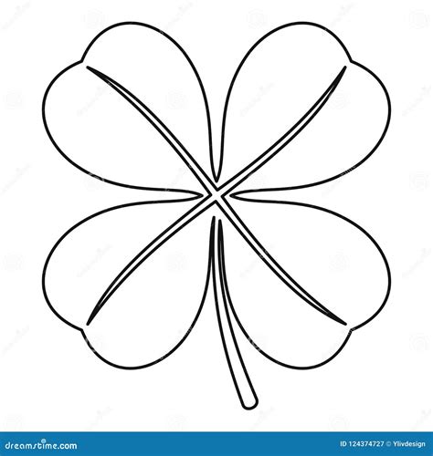Four Leaf Clover Leaf Icon, Outline Style Stock Illustration ...