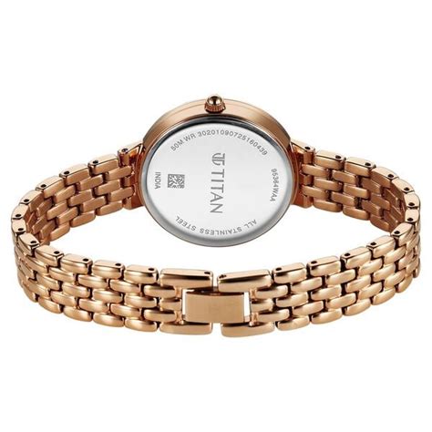 Buy Online Titan Eminence Quartz Analog Pink Dial Rose Gold Strap Watch ...