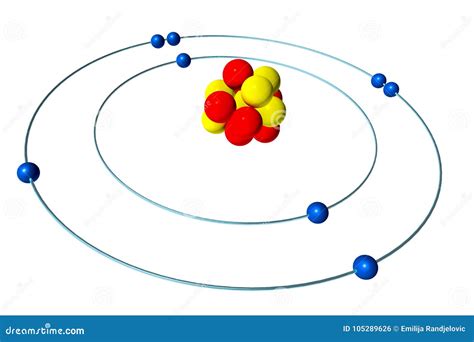 Oxygen Atom with Proton, Neutron and Electron, 3D Bohr Model Stock ...