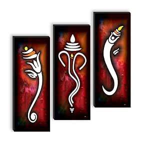 SAF paintings set of 3 Lord Ganesha UV textured self adeshive wall ...