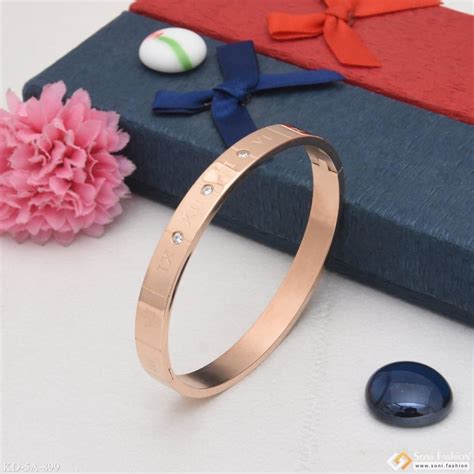 Roman Number with Diamond Dainty Design Best Quality Rose Gold Kada ...