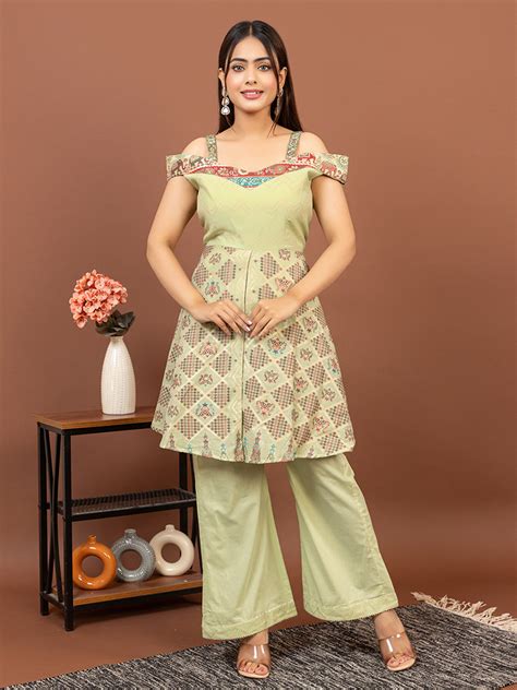 Designer Peach Kurta with Loose Fit Salwar – Stylish Ethnic Co-Ord Set ...