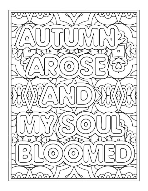 Jesienna kolorowanka z cytatami dla dorosłych kolorowanka | Wektor Premium