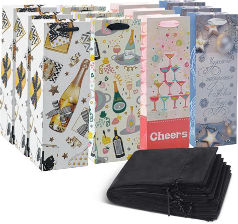 Amazon.com | AVSAMOQ Wine Bags,12 Pack Wine Gift Bag, 4 Designs,10 Pack ...