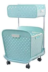 House of Quirk 2 Tier Basket Laundry Cart Large Capacity Basket Trolley ...