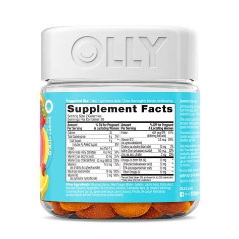 OLLY Essential Prenatal Multivitamin Dietary Supplement Gummies 60 Count