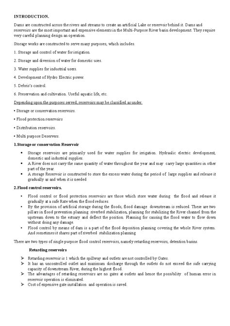 IHS UNIT 1 - Overview of Dams and Reservoirs in Hydraulic Engineering ...