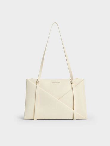 Cream Midori Geometric Tote Bag - CHARLES & KEITH IN