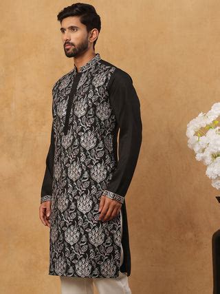 Silk Blend Embroidered Kurta – Jompers