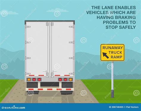 Back View of a Truck on a Runaway Truck Ramp. the Lane Enables Vehicles ...