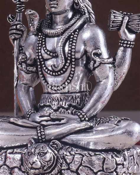 Buy Pure Brass Superfine Silver Plated Lord Shiva in Meditation Idol ...