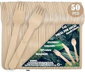 Buy M&M V4L Wooden Fork 50 Pack 160mm / 6.3 inch Fork, Fork Utensils ...
