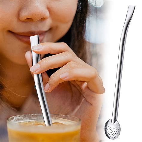 COM1950s Stainless Steel Coffee Filter Tea Spoon Loose Leaf Tea Straw ...