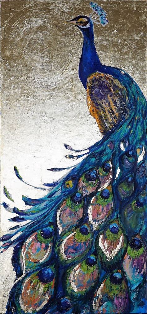 peacock art, gold painting Painting by Kristina Kolesnikova | Saatchi Art