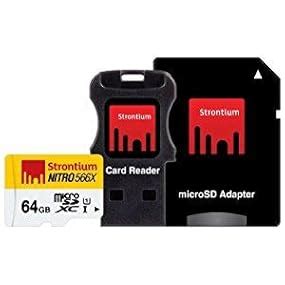 Strontium Nitro 566X 64GB MicroSDXC UHS-1 Memory Card with Adapter and ...