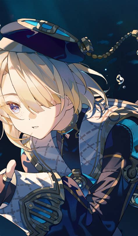 Download wallpaper boy, jellyfish, under water, Genshin Impact ...